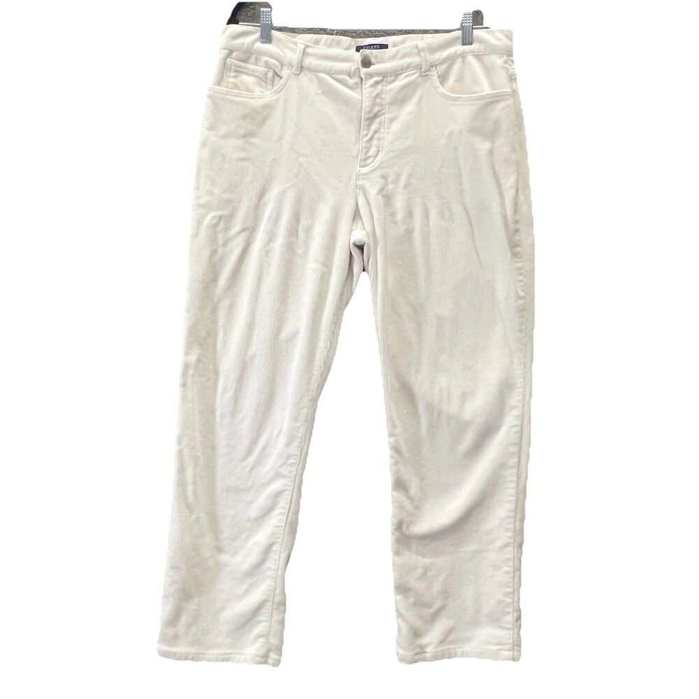 Chaps Corduroy Pants Sz 14 Cream Straight leg Mid-rise Neutral Autumn Fall
